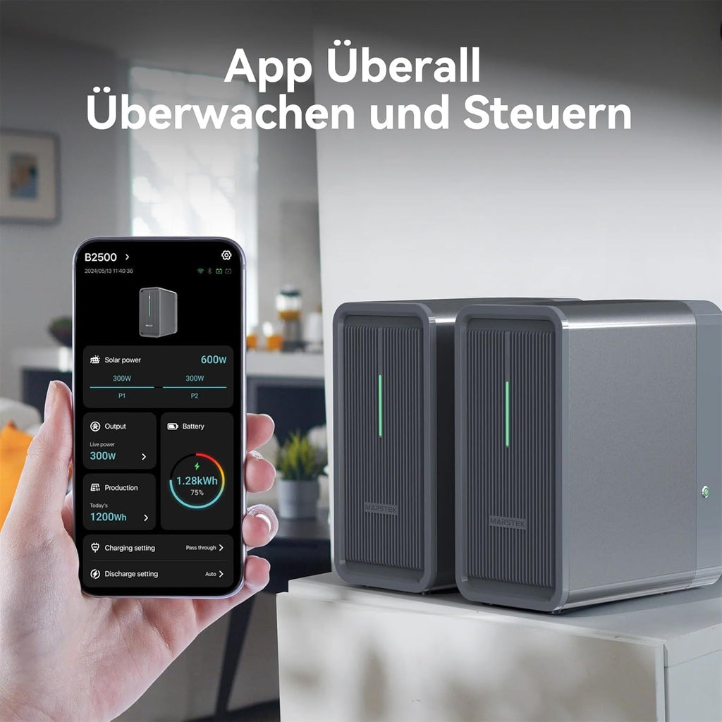 Balkonkraftwerk Speicher B2500-D 2240 Wh LiFePO4 Akku erweiterbar IP65 mit smarter Steuerung