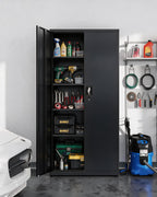 Stahlschrank mit Schloss, 5 Ebenen und verstellbaren Einlegeböden, 80x40x181,5 cm, schwarz