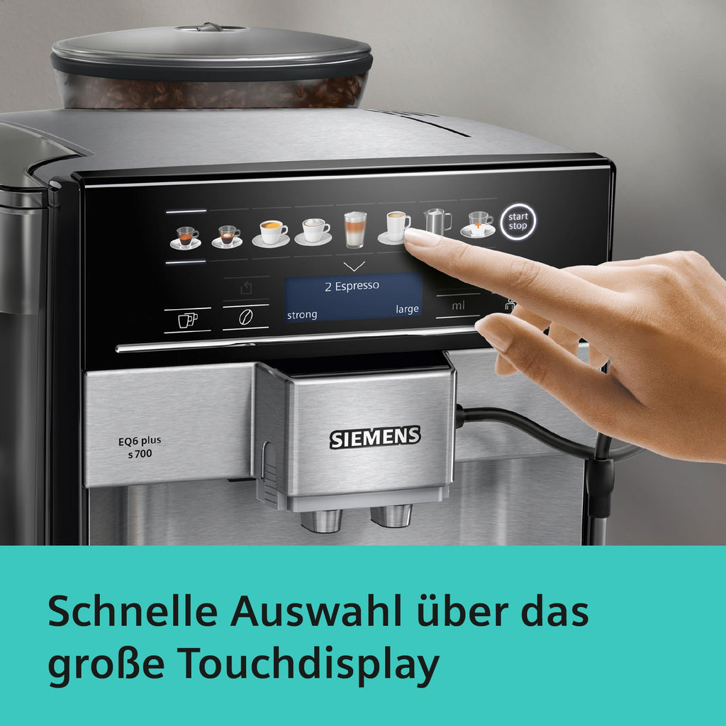Kaffeevollautomat EQ6 plus s700 mit Milchsystem und Keramikmahlwerk, 12 Getränke, automatische Milchsystem-Reinigung, Edelstahl