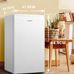 80L Kühlschrank mit Gefrierfach, EEK D, 39 dB, Inverter-Kompressor, freistehend, weiß