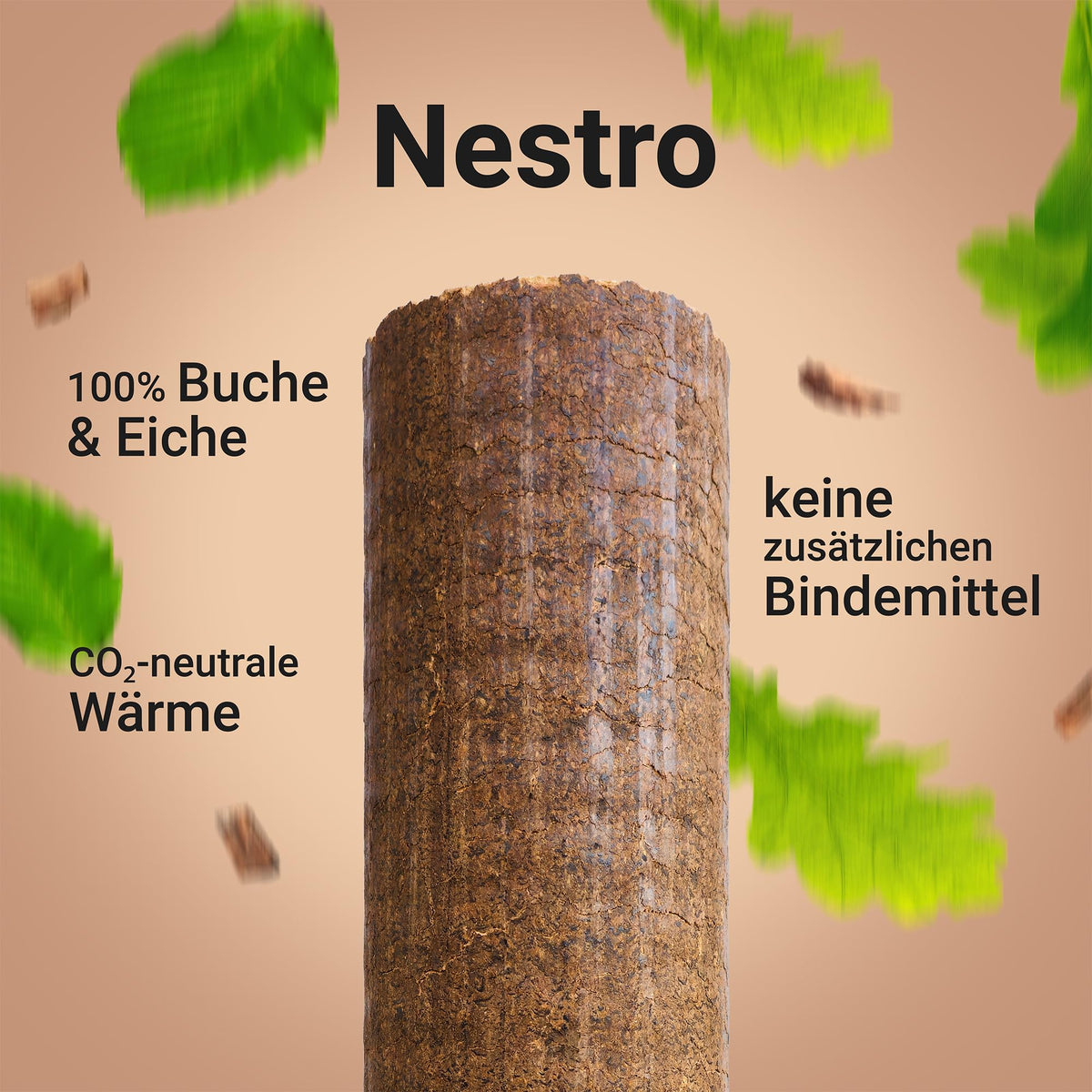 Nestro Hartholzbriketts aus Buche und Eiche, 960 kg Palette, Ø 70-90 mm, 5,2 kWh/kg