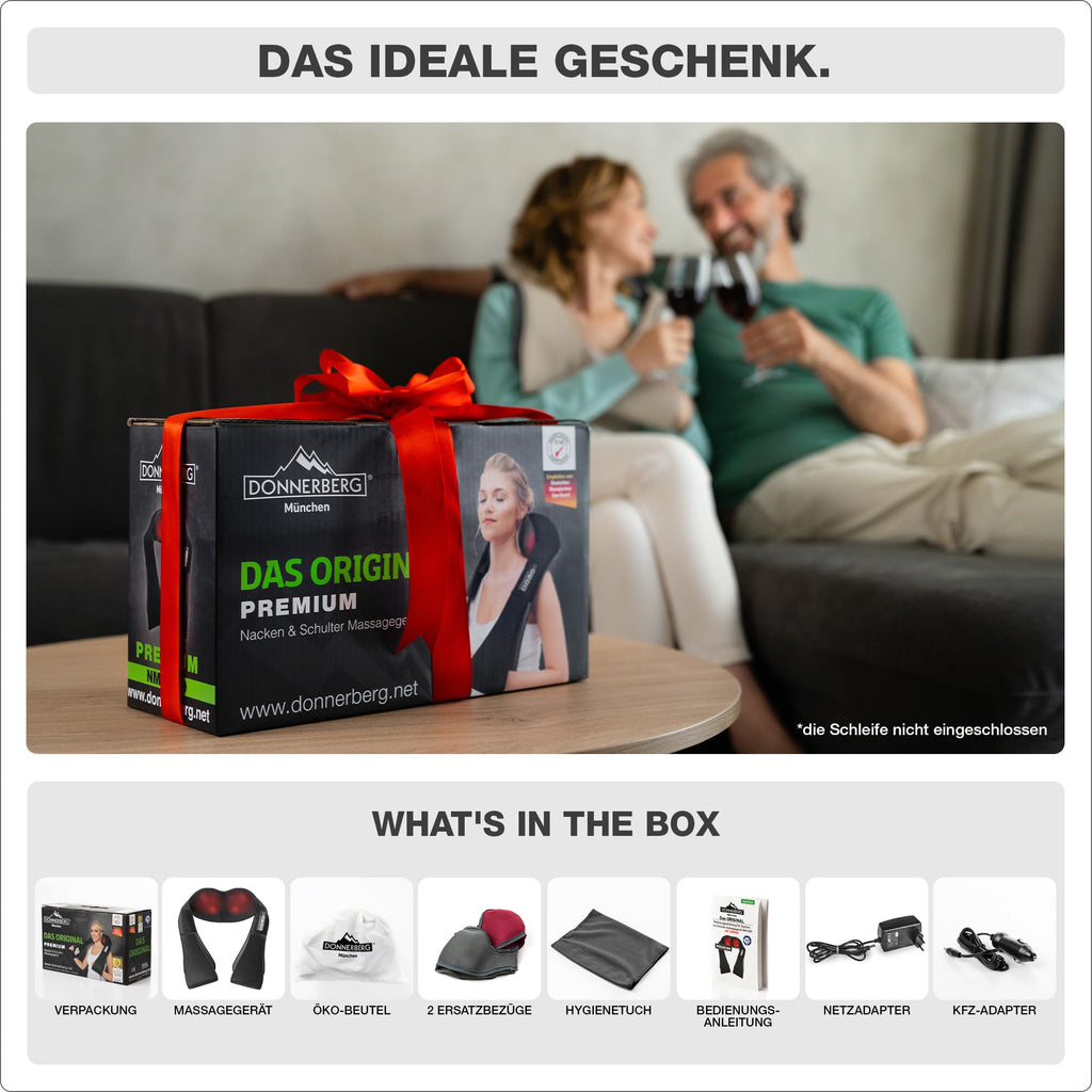 Nackenmassagegerät mit Wärme und Shiatsu, 4D-Massageköpfe, Infrarot, kabelgebunden, inkl. 2 Ersatzbezüge