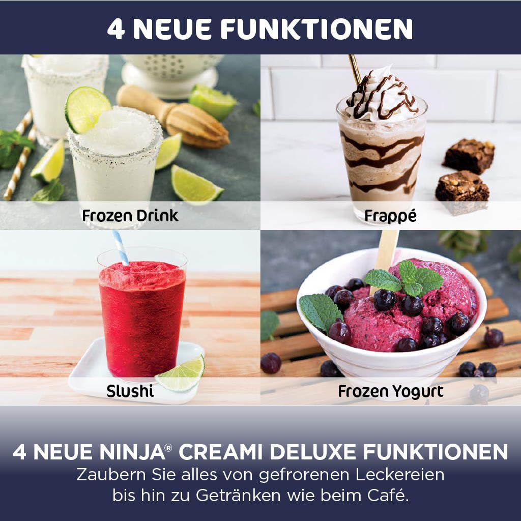 Eismaschine mit 2 Behältern à 710 ml, 10 Funktionen für Eiscreme, Sorbet, Milchshake und gefrorene Getränke, Stone Gold
