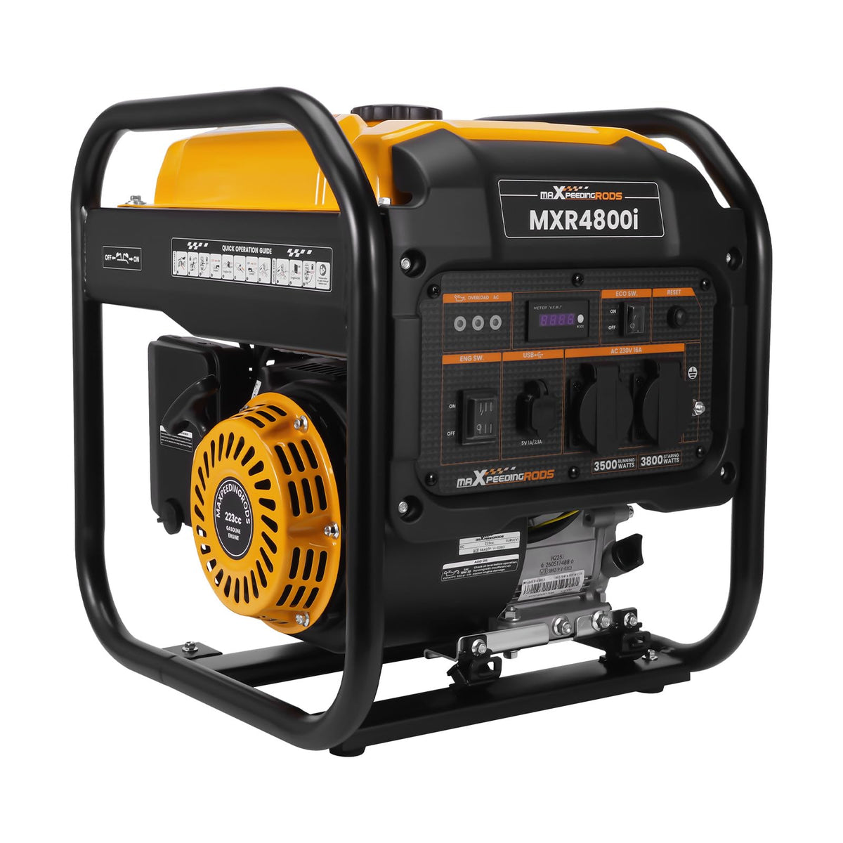 Inverter Stromgenerator 3800 W Benzin MXR4800I mit 230V- und USB-Anschlüssen, reine Sinuswelle