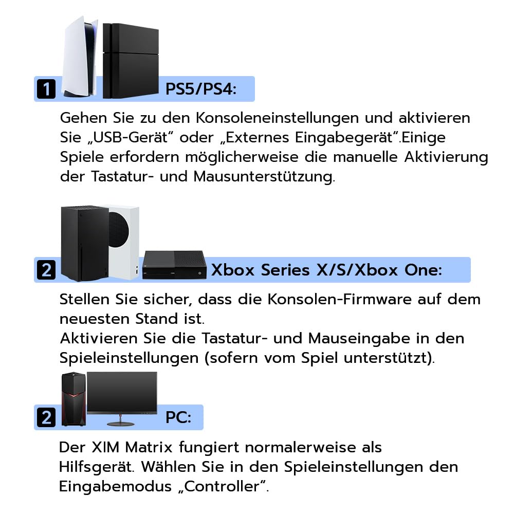 Multi-Input-Adapter XIM Matrix Konverter für Tastatur und Maus für PS5 Xbox Series X/S Xbox One PS4 und PC