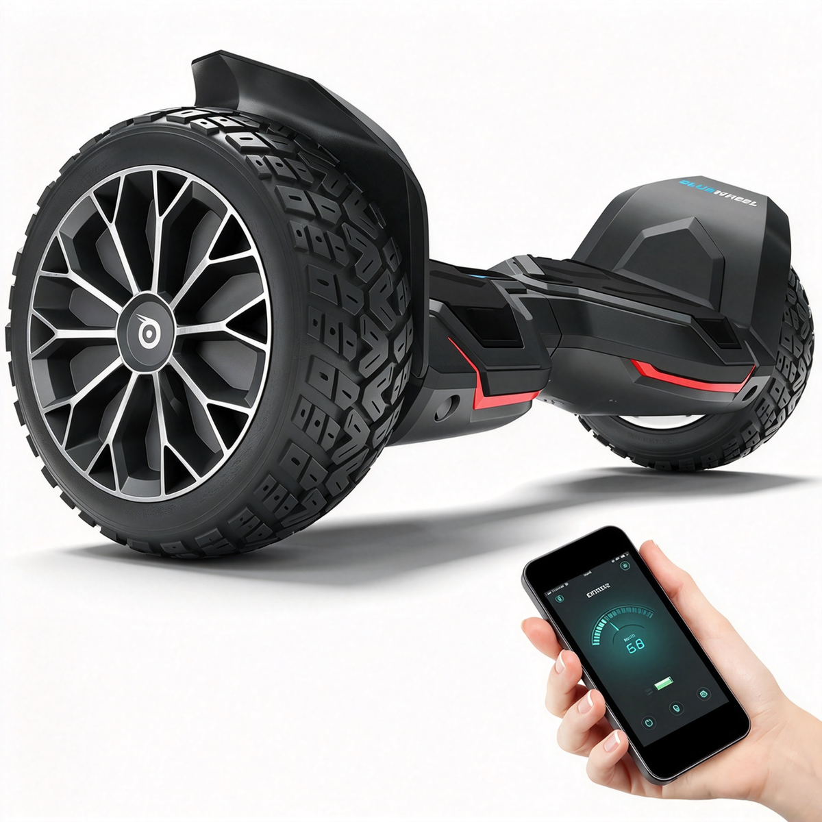 Hoverboard HX510 Offroad mit 700 W Dual-Motor 8,5 Zoll Vollgummireifen Bluetooth-App und Kindersicherheitsmodus