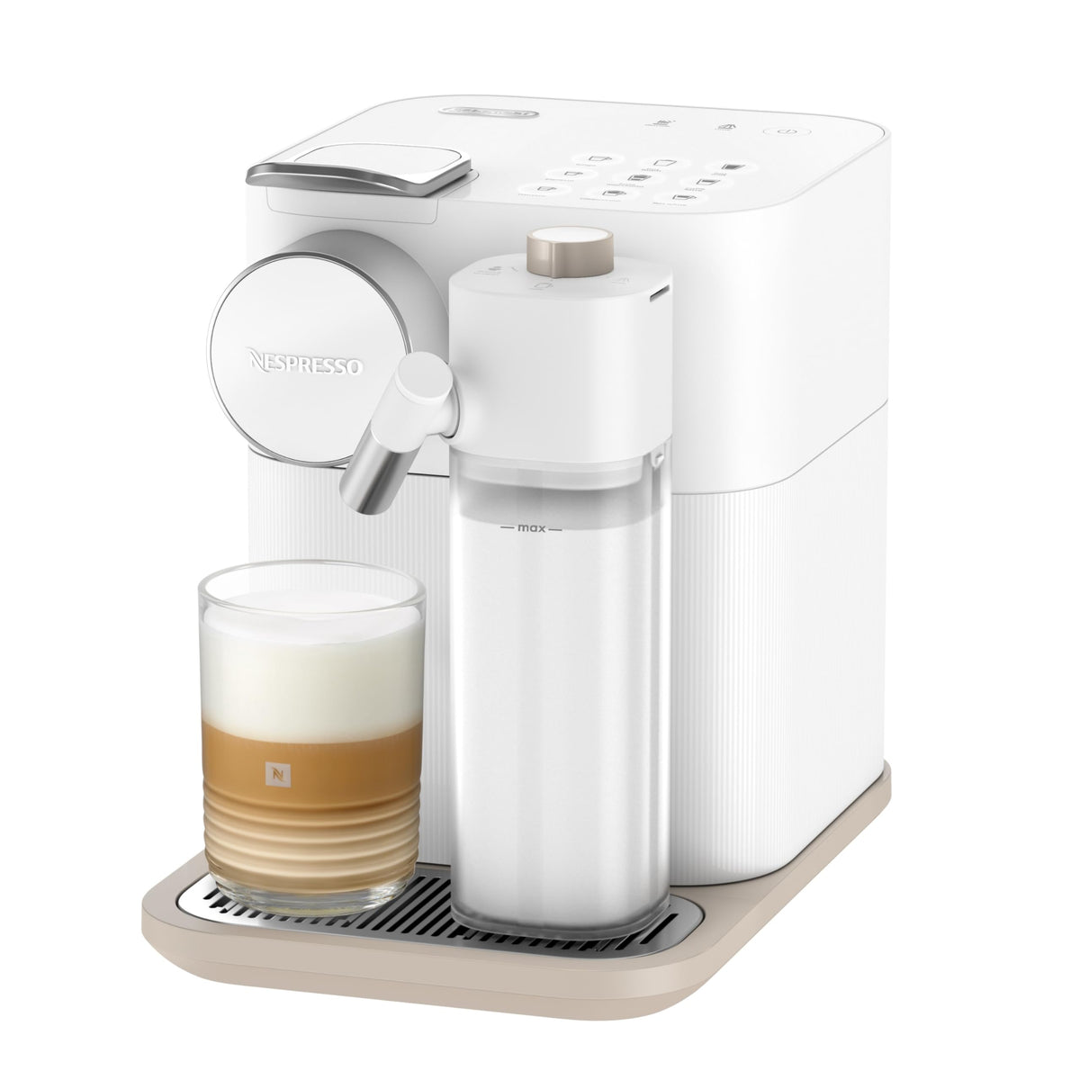 Kaffeemaschine Gran Lattissima mit Milchaufschäumer, 1,3 L, weiß, für 9 Kaffee- und Milchgetränke