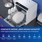 Tischgeschirrspüler mit 5+1 Programmen, 5-L-Wassertank und 360°-Reinigung, 45,8 cm breit