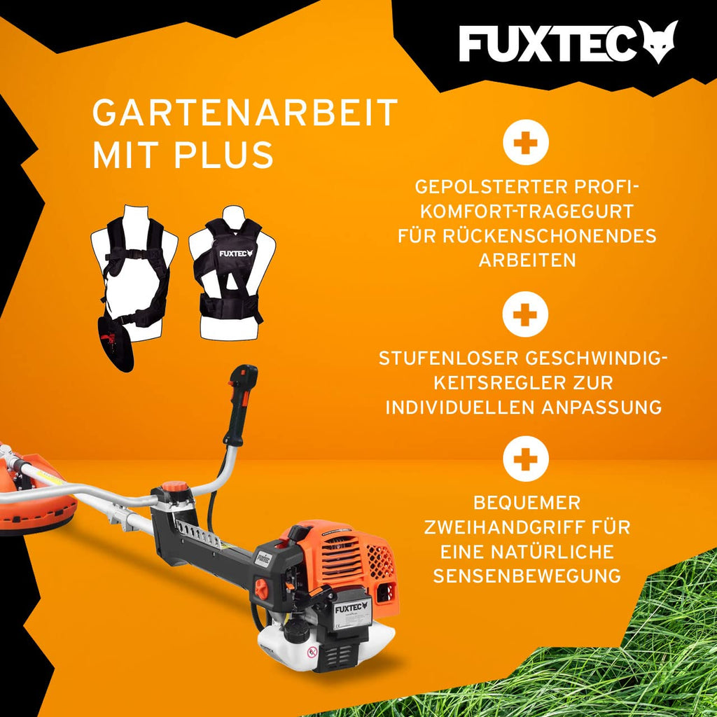 Benzin Motorsense 62 ccm 3,5 PS mit Antivibrationssystem, 2-Takt, 32 cm Schnittbreite, inkl. 3-Zahn-Messer und Doppelfadenkopf