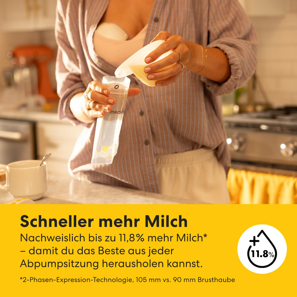 Tragbare elektrische Milchpumpe Motion InBra mit Aufbewahrungstasche, 2-Phase Expression Technologie und 9 Abpumpstufen, 24 mm Brusthaube sowie