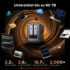 2-Bay NAS DXP2800 Intel N100 8 GB DDR5 2,5 GbE 2 M.2 NVMe Steckplätze bis 76 TB ohne Festplatten