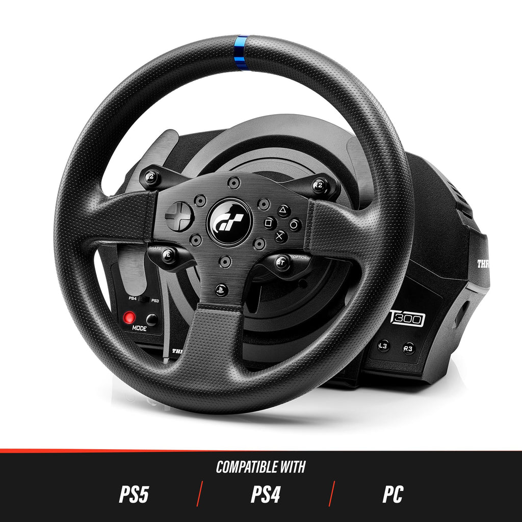 Force-Feedback-Rennlenkrad T300RS GT 28 cm mit 3 Metallpedalen Dual-Belt-Force-Feedback 16-Bit-Auflösung USB PS5 PS4 PC