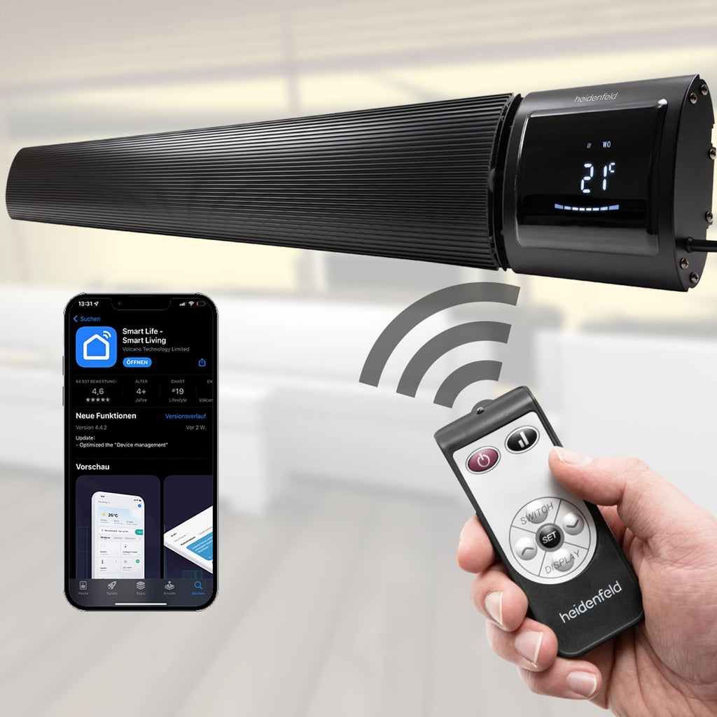 Dunkelstrahler 3200 Watt für Räume bis 20 m², DH700 mit App- und WLAN-Steuerung sowie Fernbedienung