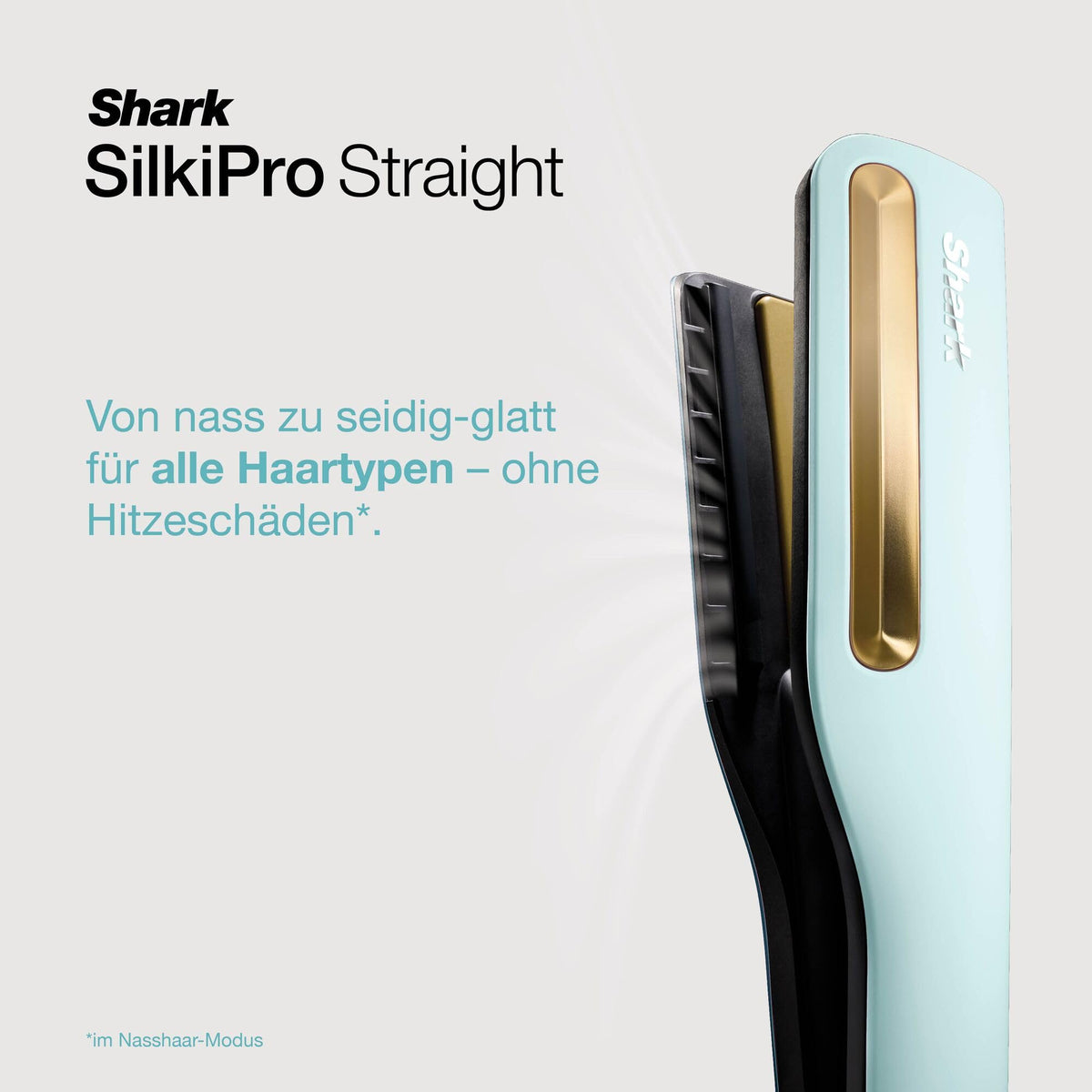 2-in-1 Haarglätter und Haartrockner SilkiPro mit Keramikplatten und 3 austauschbaren Kämmen, 230 °C, blau