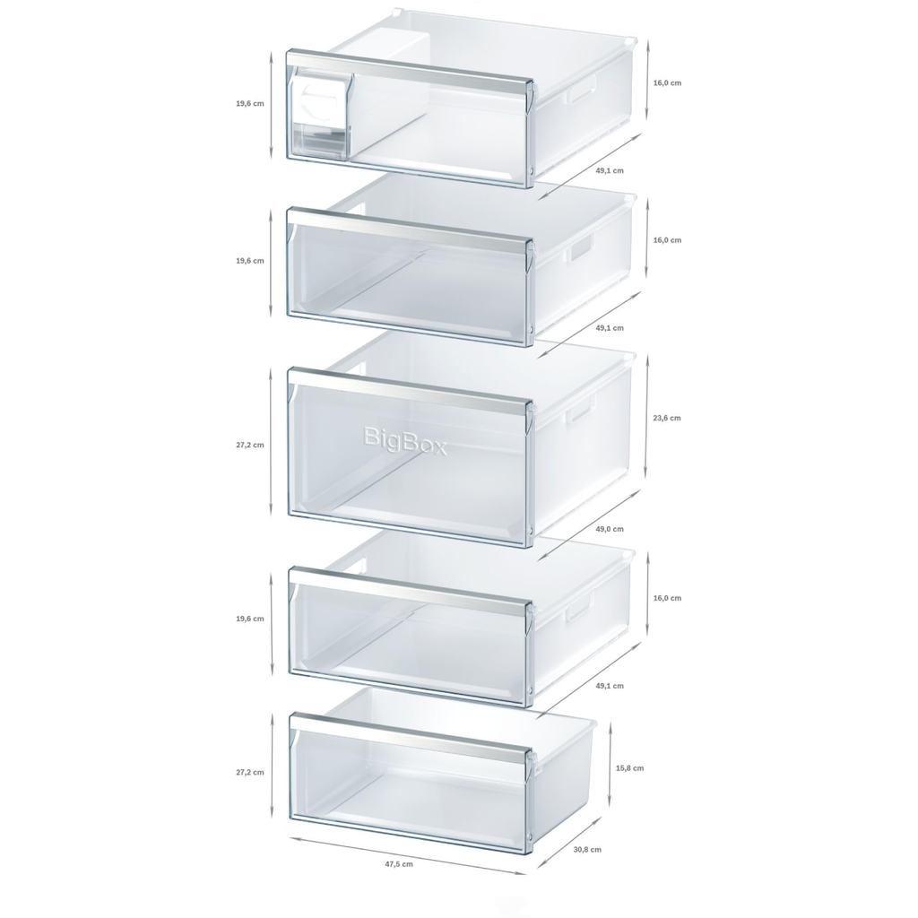 Freistehender Gefrierschrank iQ500 GS51NAWCV 289 L mit noFrost und bigBox, 161 x 70 cm, in Weiß