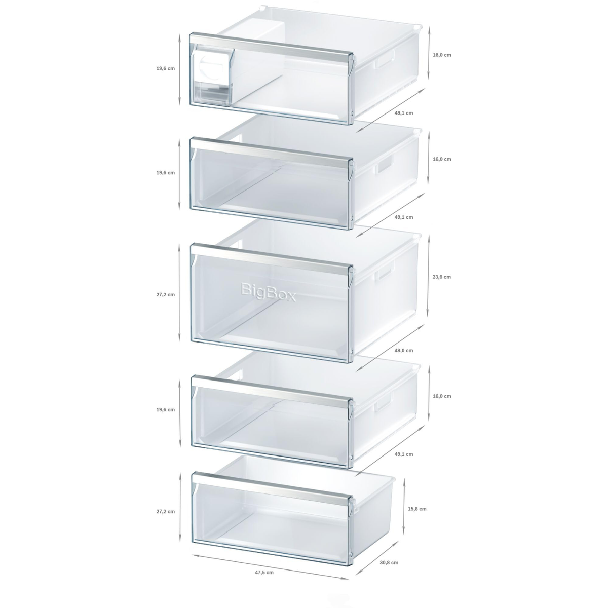 Freistehender Gefrierschrank iQ500 GS51NAWCV 289 L mit noFrost und bigBox, 161 x 70 cm, in Weiß