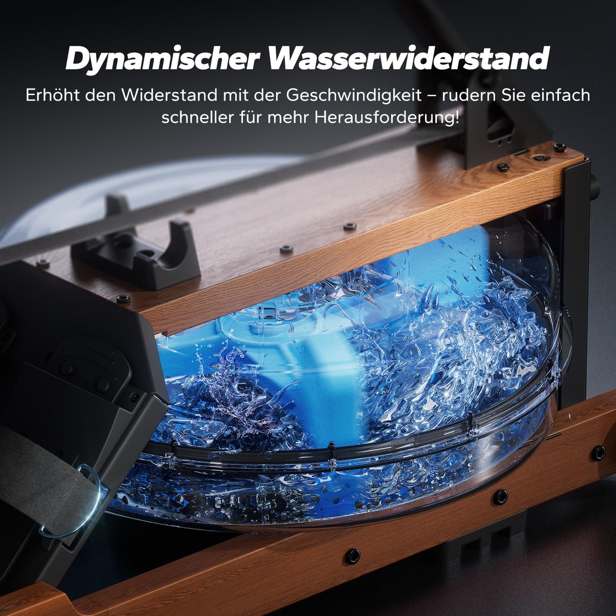 Wasser-Rudergerät aus Holz für Zuhause, 180° klappbar mit 15-Liter-Wassertank und 180 kg Tragkraft