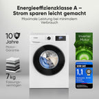 Waschmaschine 7 kg mit Invertermotor und 15 Programmen, max. 1400 U/min, LED-Display und Endzeitvorwahl, Modell WA 7175.1 in Weiß