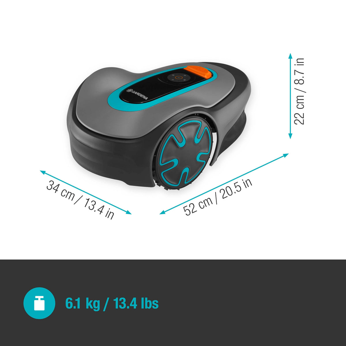 Mähroboter SILENO minimo 250 m² mit Bluetooth App 15 cm Schnittbreite 57 dB Begrenzungskabel und Ladestation