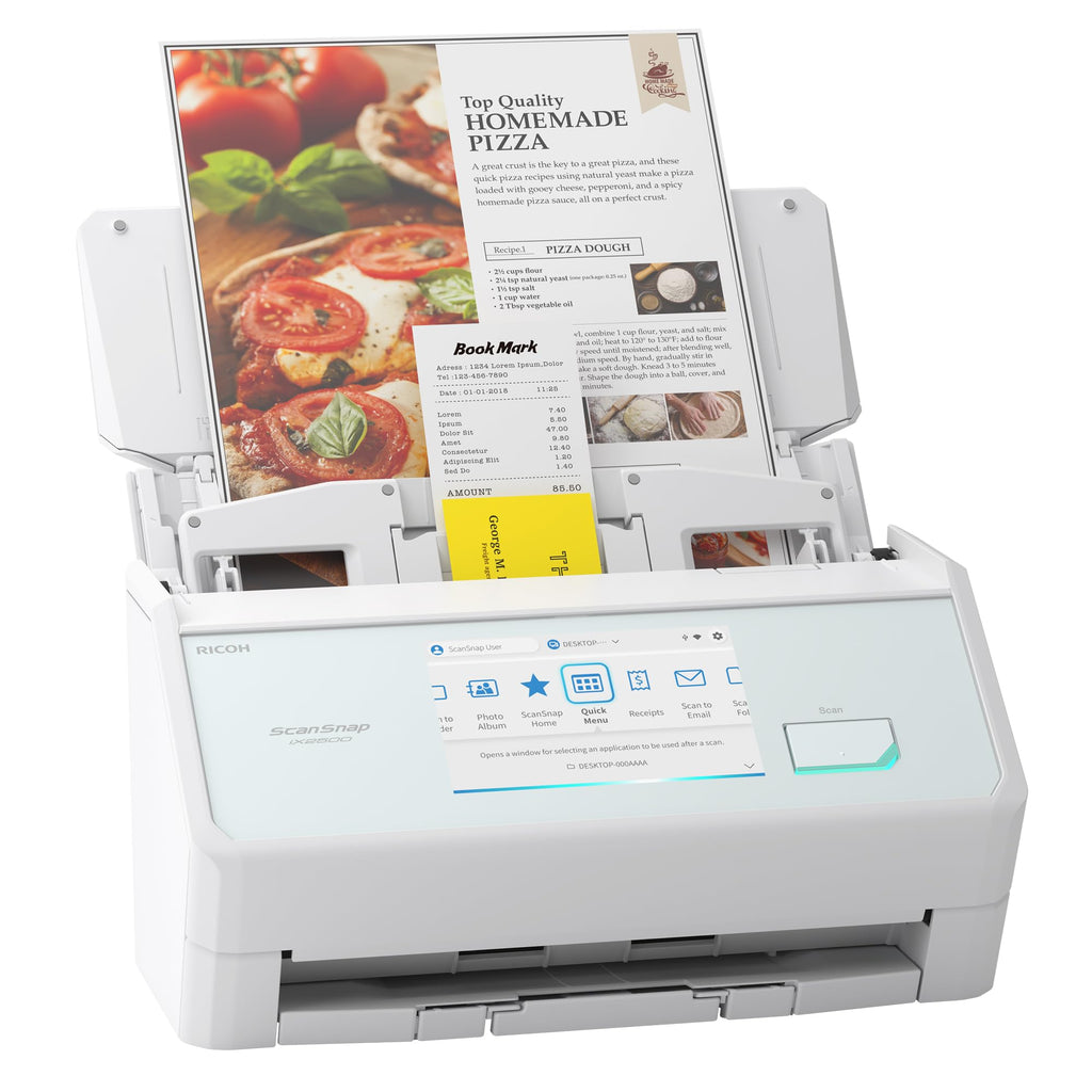 Dokumentenscanner iX2500 A4 mit Duplex-Scan, 45 Seiten pro Minute und 100-Blatt-ADF, 600 dpi, 5-Zoll-Touchscreen, WLAN, Bluetooth und USB 3.2