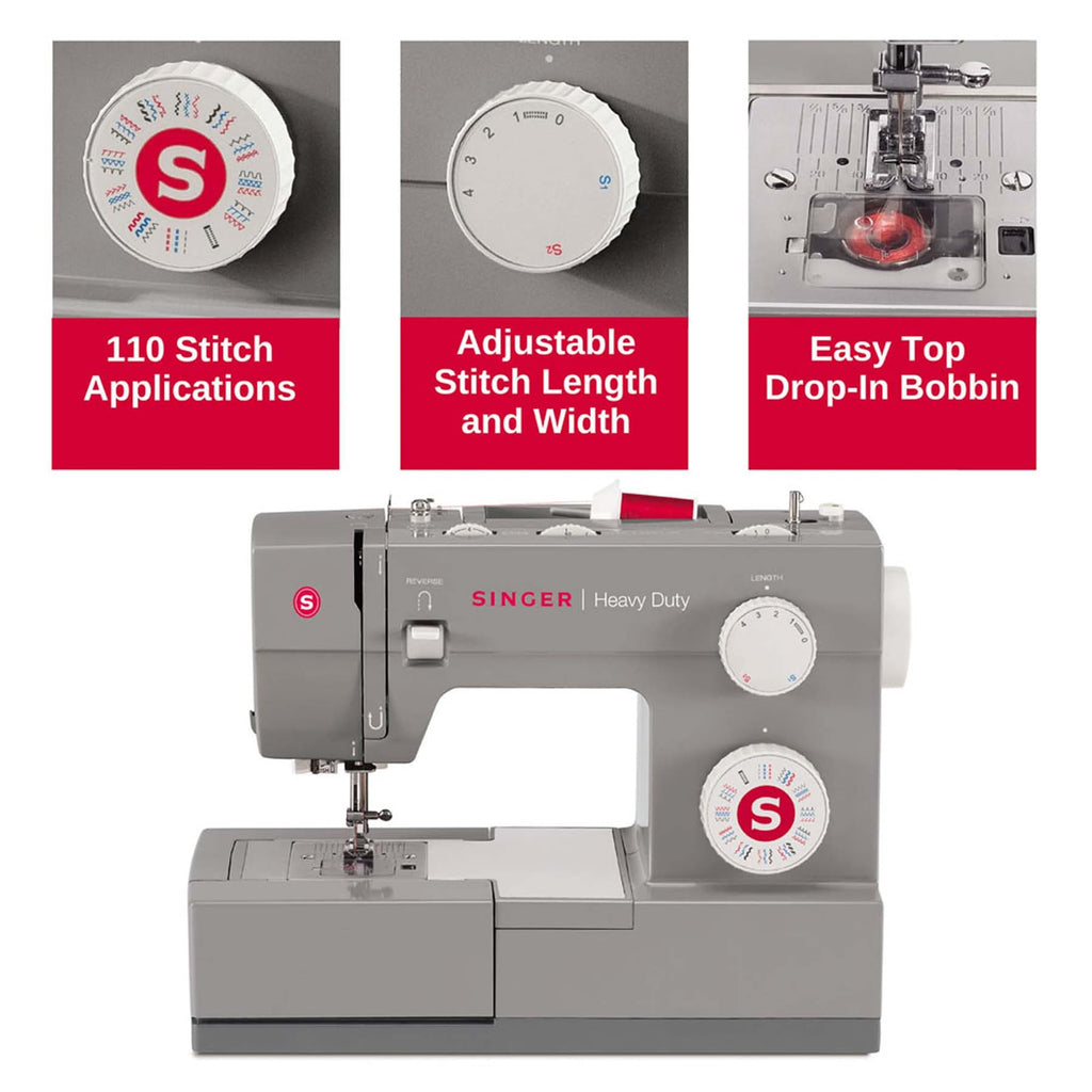 Nähmaschine Heavy Duty 4432 mechanisch mit 32 Stichen, leistungsstarkem Motor, automatischem Knopfloch und Nadeleinfädler