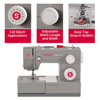Nähmaschine Heavy Duty 4432 mechanisch mit 32 Stichen, leistungsstarkem Motor, automatischem Knopfloch und Nadeleinfädler