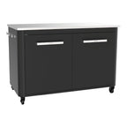 Outdoor-Gartenschrank mit Edelstahl-Arbeitsplatte, 2 Türen und 4 Rollen, 127 x 67 x 90 cm