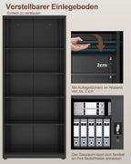 Stahlschrank mit Schloss, 5 Ebenen und verstellbaren Einlegeböden, 80x40x181,5 cm, schwarz