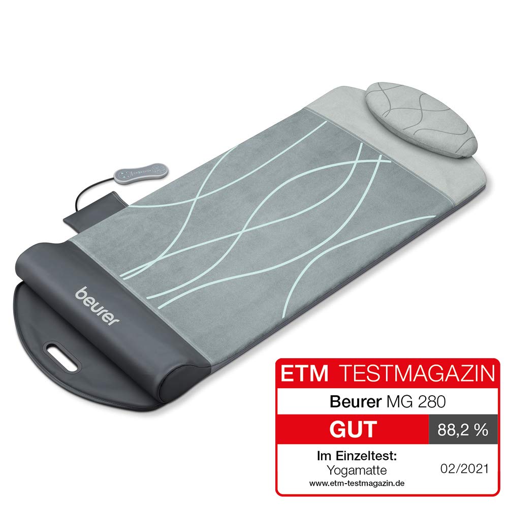 Yoga- und Stretchmatte MG 280 mit Luftdruck- und Vibrationsmassage, 7 Luftkammern, 4 Programme, Wärmefunktion, faltbar, grau