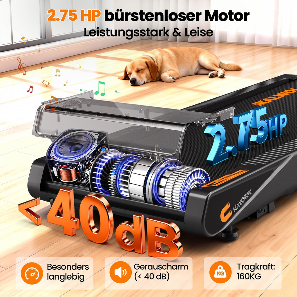 4-in-1 Walking Pad Laufband für Zuhause bis 10 km/h mit 10 % Steigung, 2,75 HP bürstenloser Motor und Bluetooth-Lautsprecher, bis 160 kg