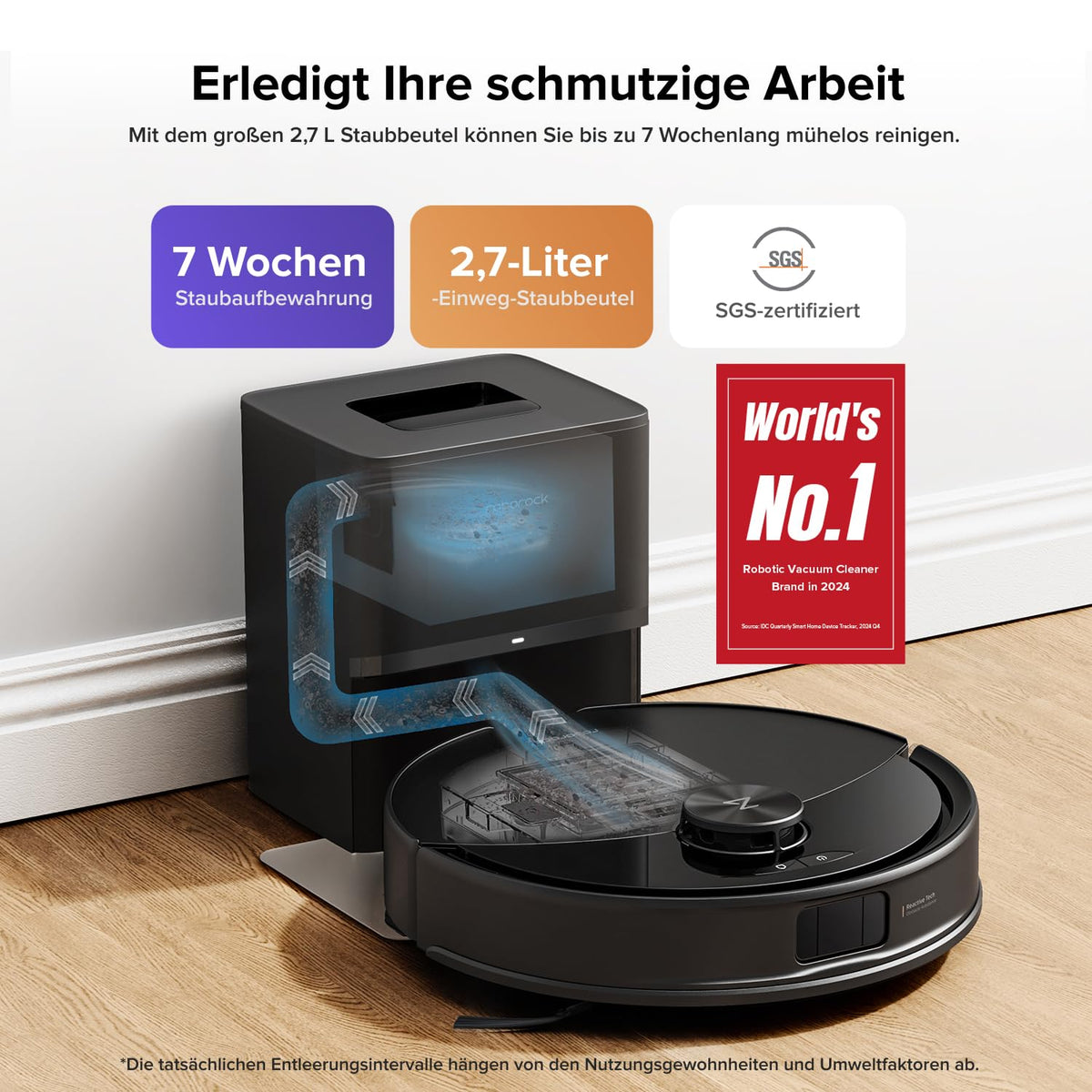 Saugroboter mit Wischfunktion Q10 S5+ Set, 10.000 Pa Saugkraft und selbstentleerender Station