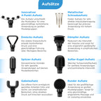 Massagepistole mit variabler Amplitude 8–12 mm und interaktiver App, 8 Aufsätzen und 4000 mAh Akku