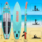 Aufblasbares SUP Set mit Kajaksitz, 330x76x15 cm, Doppel-Paddel und Zubehör, Tragkraft bis 150 kg