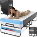 Klappbett 80x200 cm mit Memory-Schaum-Matratze, Gästebett bis 250 kg belastbar, Metallrahmen und Transportrollen inkl. Schutzhülle