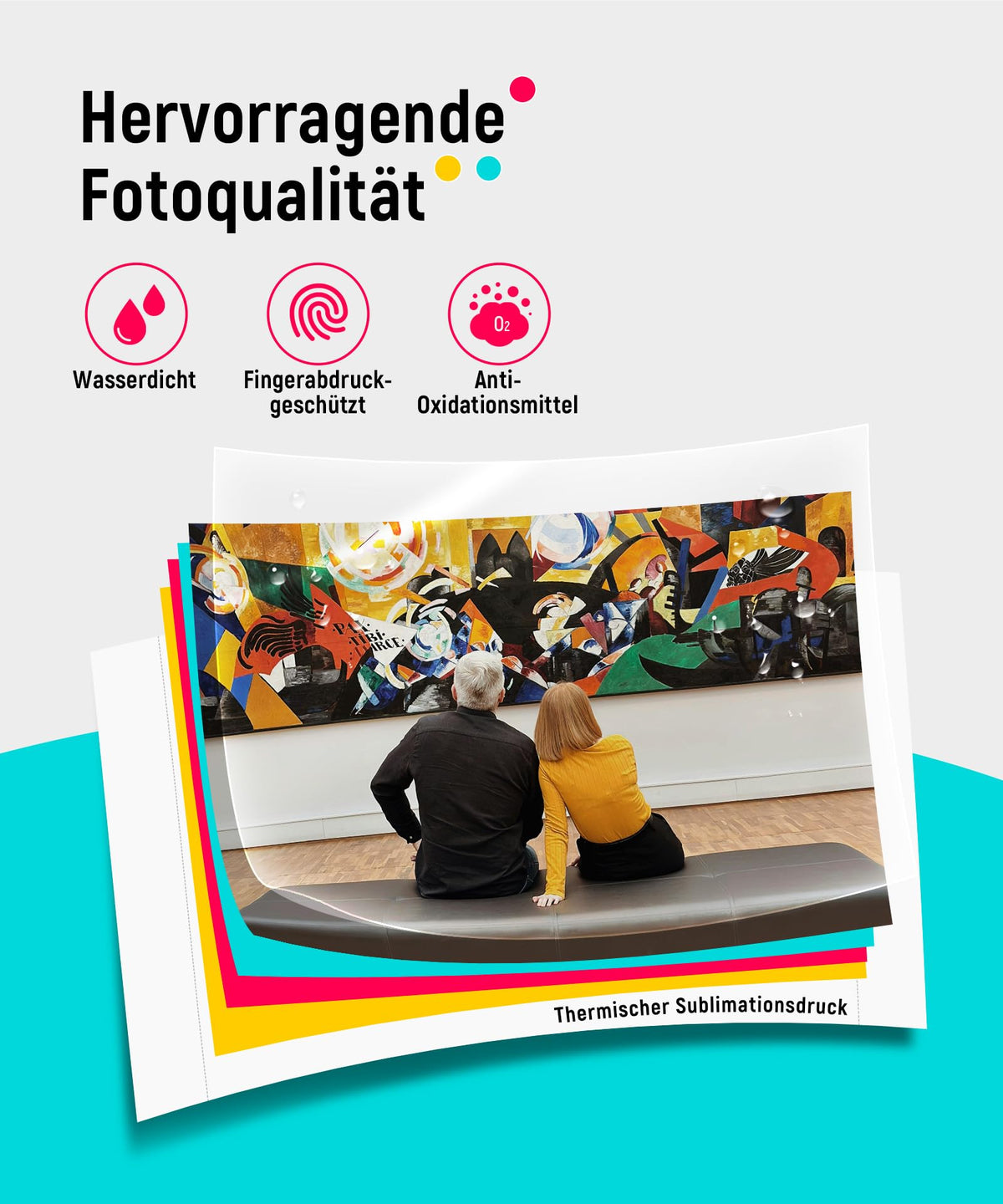 Tragbarer Fotodrucker für Smartphone und PC mit WLAN, 10x15 cm, Farbstoffsublimation, 300 DPI, inkl. 100 Blatt Fotopapier und 3 Patronen