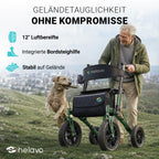 Outdoor-Rollator mit Luftbereifung, faltbar für Draußen, bis 136 kg, Sitz und Rückenlehne