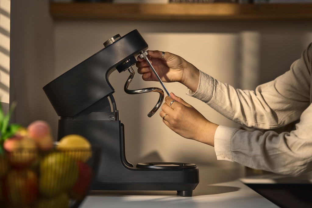 Spiralknetmaschine 4,8 L mit 300 W und 20 Geschwindigkeitsstufen, Teigmaschine für Pizza- und Brotteig