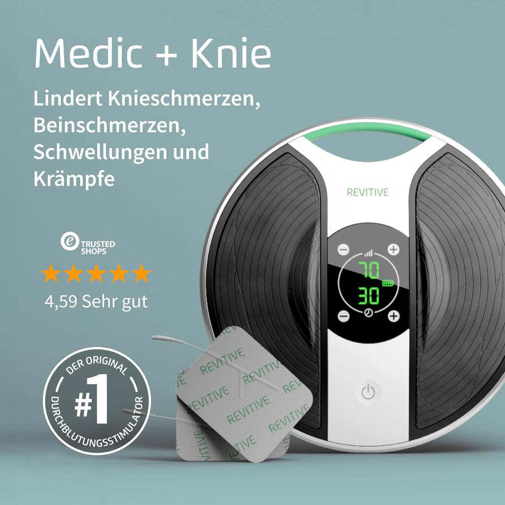 Muskelstimulationsgerät für Knie und Beine Medic Knee NMES mit TENS-Pads Elektroden Fernbedienung und Netzteil
