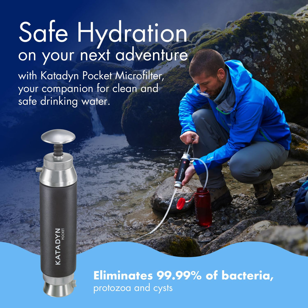Outdoor-Wasserfilter Pumpfilter mit Keramik-Tiefenfilter 0,2 Mikron, bis 50.000 Liter, für Camping, Survival und Notfall