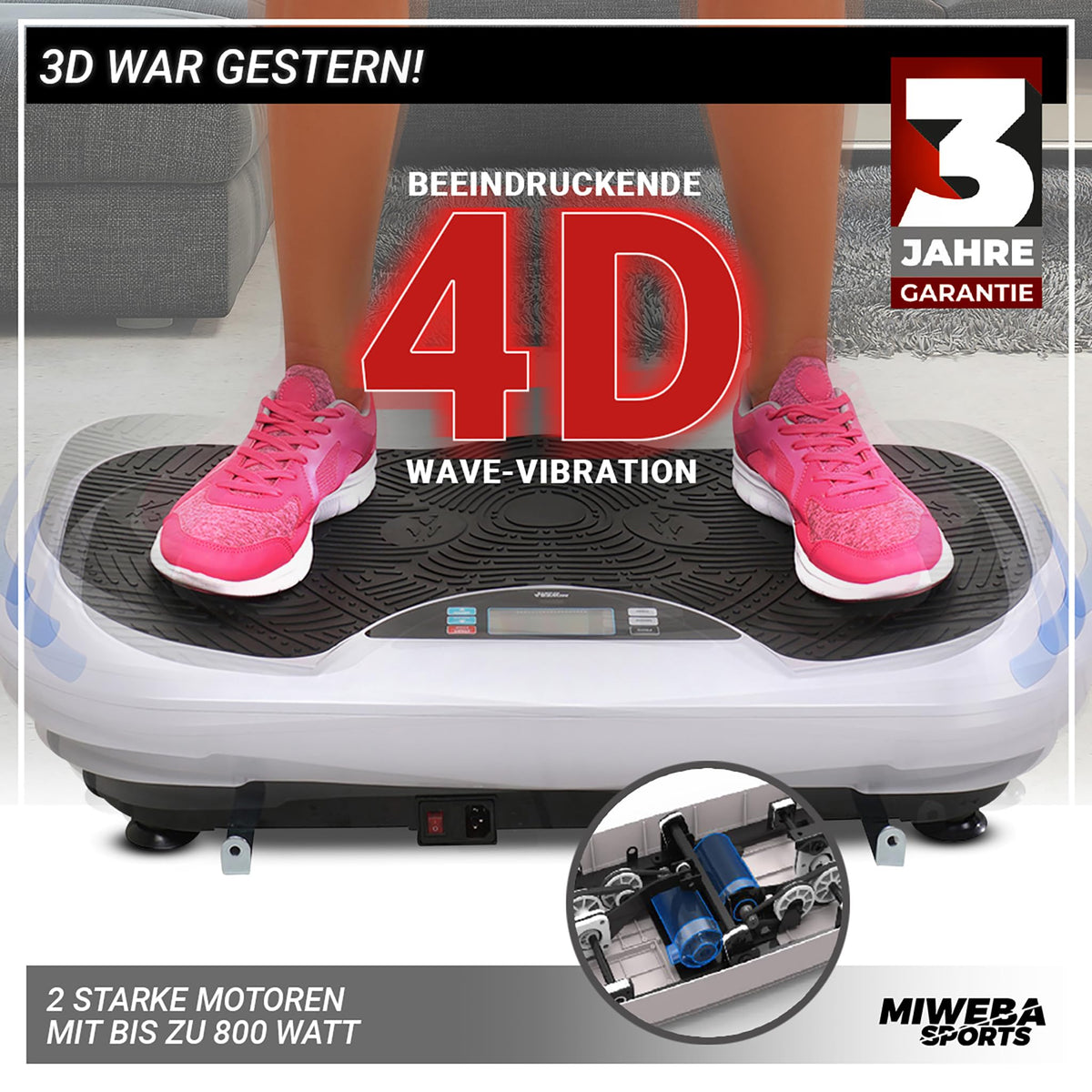 Vibrationsplatte Fitnessgerät mit 800 W, 4D-Vibration und Fernbedienung, 120 kg Tragkraft