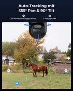 4K 3G/4G LTE Solar Überwachungskamera mit SIM Karte, 360° PTZ Auto-Tracking und KI-Erkennung für Menschen, Fahrzeuge und Haustiere