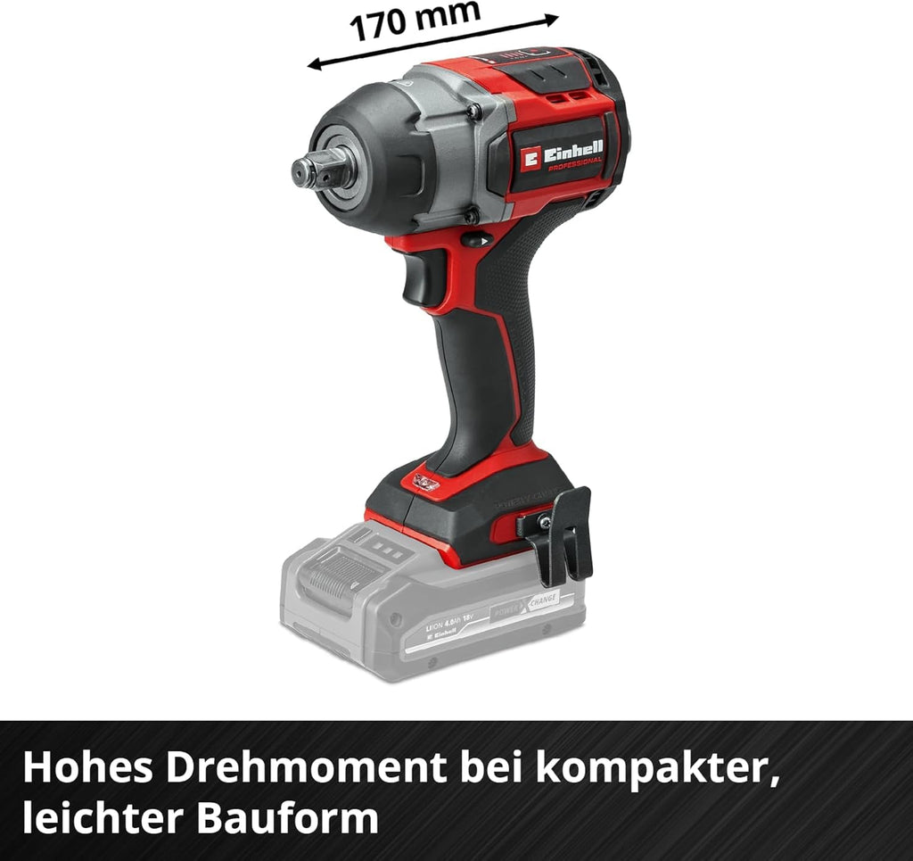 Akku-Schlagschrauber TP-CW 18/750-C Li BL Solo mit 750 Nm, 1/2 Zoll Vierkant, Bit-Adapter und Nuss-Set, ohne Akku und Ladegerät