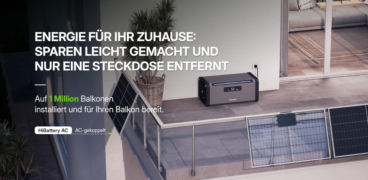 Solarbatterie AC 1,92 kWh für Balkonkraftwerk erweiterbar bis 11,52 kWh mit Montagezubehör