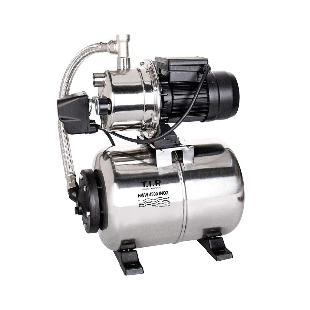 Hauswasserwerk 1200 W 4350 l/h 5 bar mit 22 L Edelstahl-Druckkessel 50 m Förderhöhe 230 V
