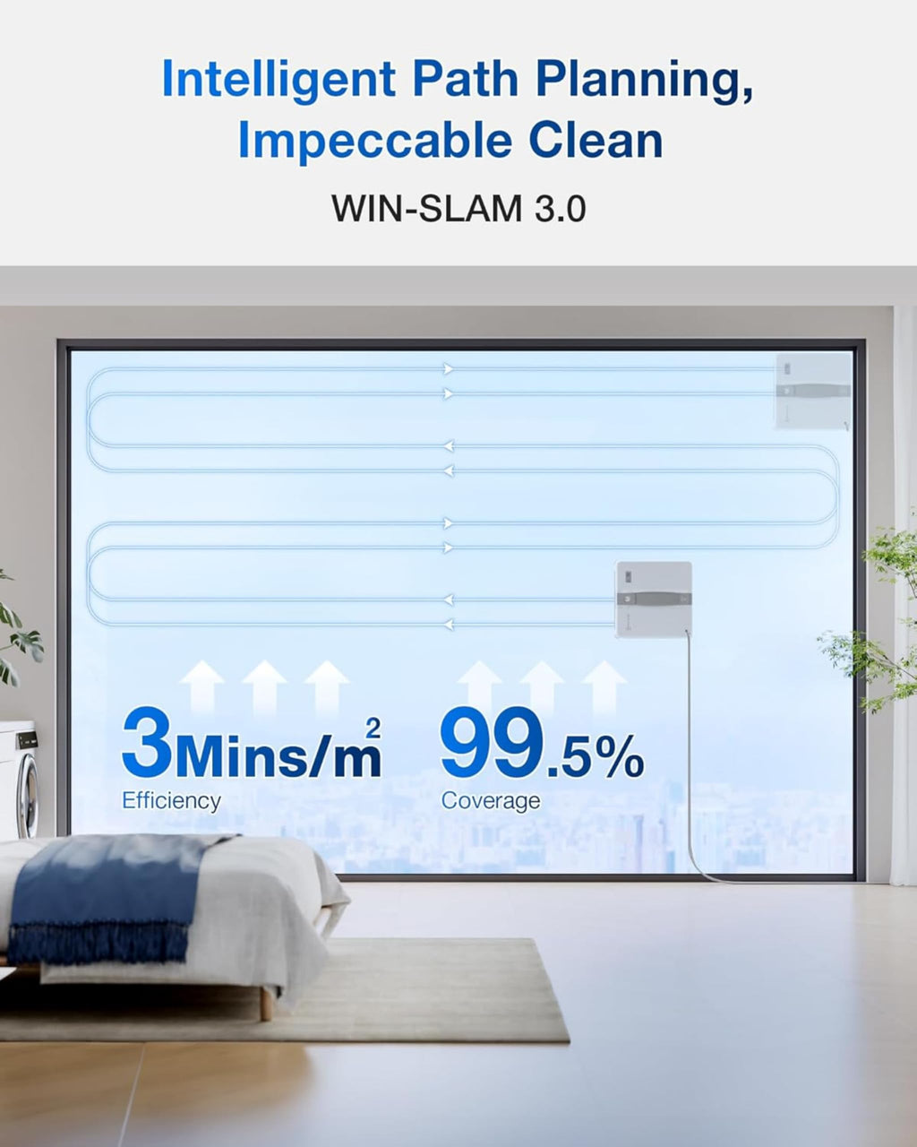 Fensterputzroboter WINBOT MINI für kleine Fenster, grau, mit App-Steuerung und Ultraschall-Wassersprüh-System