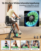 Klappbarer Heimtrainer mit 5-in-1-Training, 16 Magnetwiderstandsstufen und App-Kompatibilität, bis 140 kg