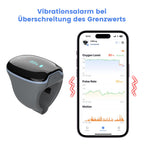 Ring-Pulsoximeter O2Ring mit Alarm und Bluetooth für kontinuierliche SpO2- und Herzfrequenzüberwachung, inkl. App und Berichte