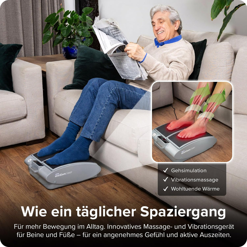 Elektrisches Fußmassagegerät MotionCiser Fit mit Gehsimulation, Vibration und Wärmetherapie, 10 Vibrationsstufen, 5 Wärmestufen, inkl. Fernbedienung