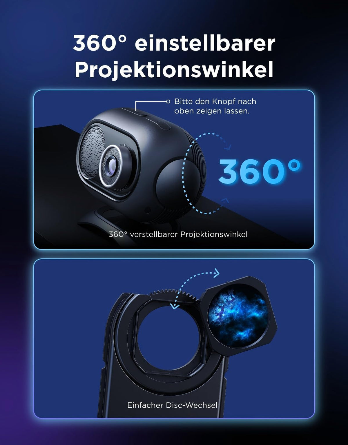 Sternenhimmel-Projektor Planetarium Galaxy mit 8 Filmdiscs, 4-Megapixel-HD-Objektiv und App-Steuerung