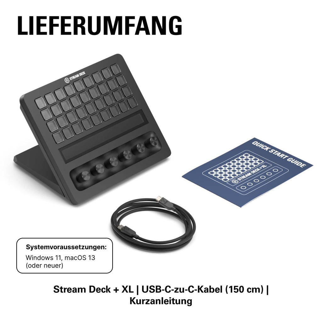 Stream Deck + XL Kontrollplattform mit Touch-Leiste, 36 Makrotasten und 6 multifunktionalen Drehreglern